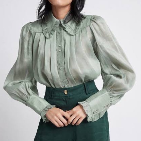 Aje Tops - AJE Idealist Shirt • Dusty Sage • RRP $295 Tags attached NEVER WORN